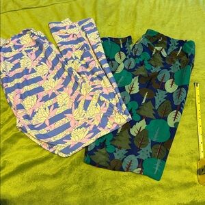 LuLaRoe TC Leggings 2-Pack - Floral and Tree Patterns
